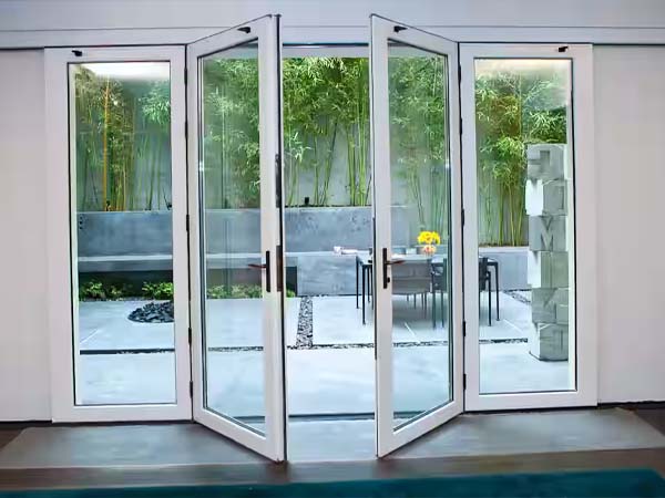 aluminum & clear glass openable door installed at a residential space